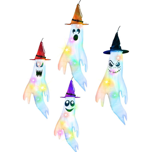 Gbruno 4-Piece Halloween Ghost Windsocks with LED Lights 43"