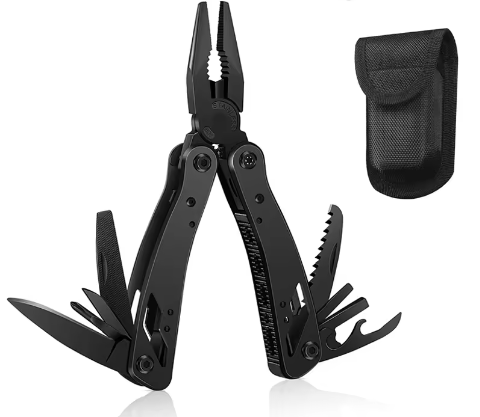 River Country Gear Folding Multi-Tool Pliers – Black, Knife, Saw, Screwdriver & Bottle Opener