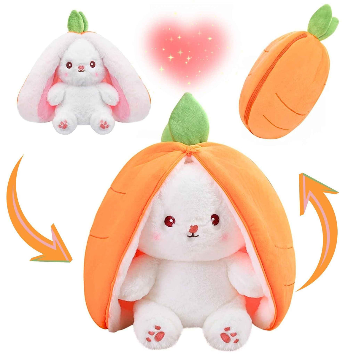 Reversible Bunny Plush Toy – Strawberry & Carrot Hide-and-Seek Stuffed Animal