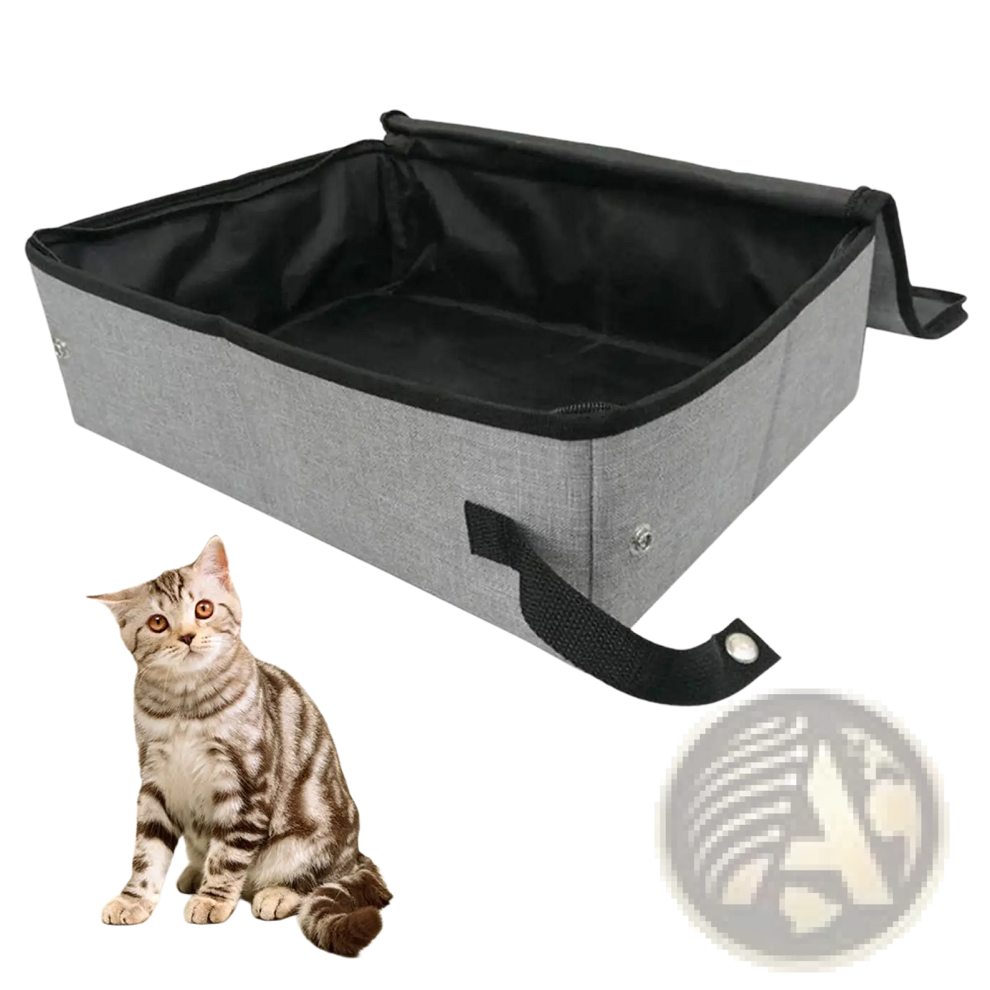 Foldable Waterproof Cat Litter Box | 600D Fabric | Black or Grey | S, M or L