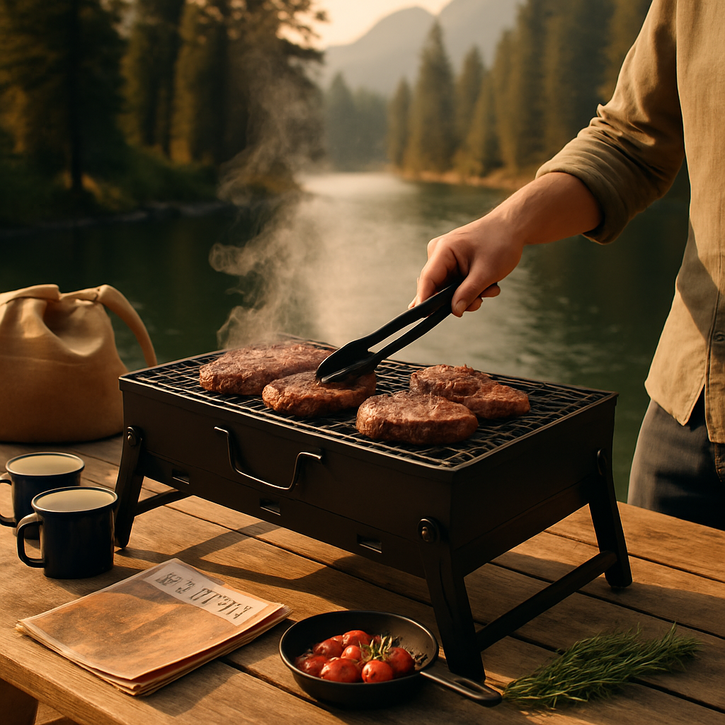 Portable Foldable Charcoal BBQ Grill – 17.7 x 11 in., Serves 4–6
