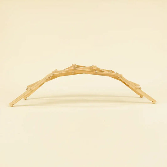 Wooden arched bridge kit frame with side rails and cross braces