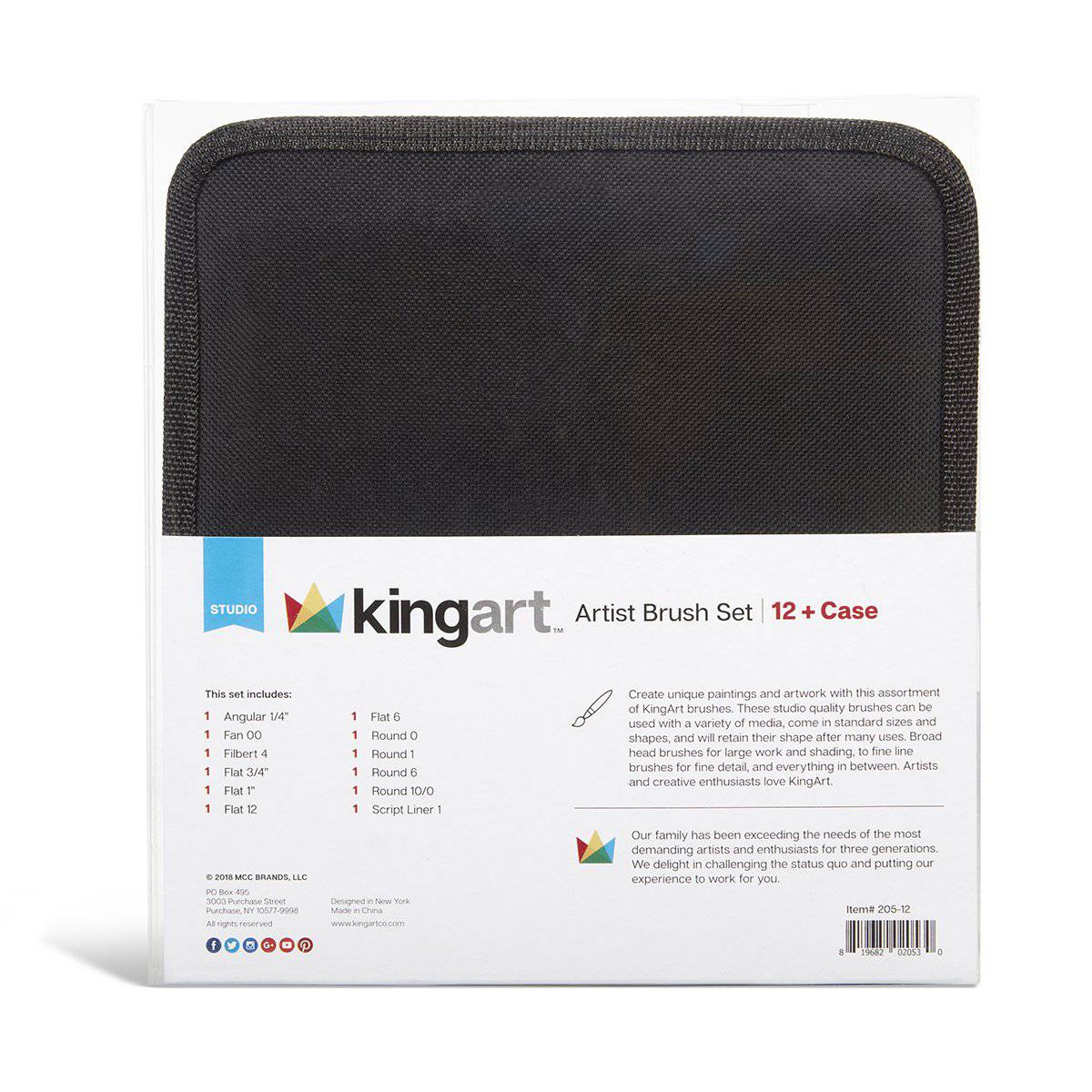 KINGART Studio Nylon Artist Brush Set - 12 Piece for Mixed Media