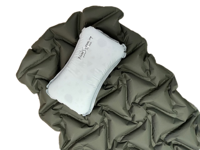 River Country Gear Self-Inflating Camping Pillow – 6 oz, 8”×14”, Adjustable Firmness