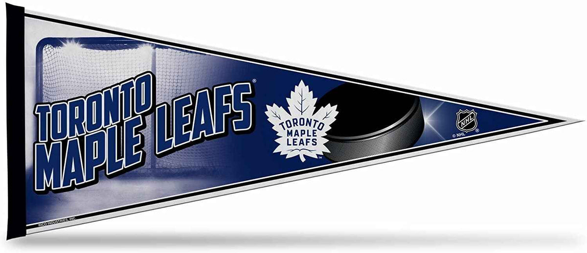Blue Maple Leafs soft-felt pennant with Toronto logo and team text, triangular flag