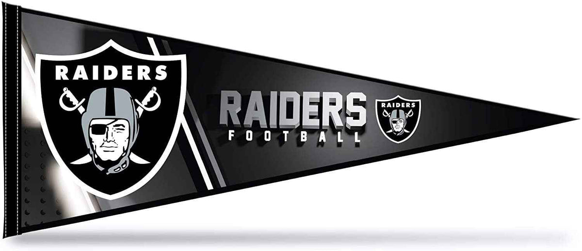 Las Vegas Raiders soft felt pennant with Raiders shield logo and 'RAIDERS' text