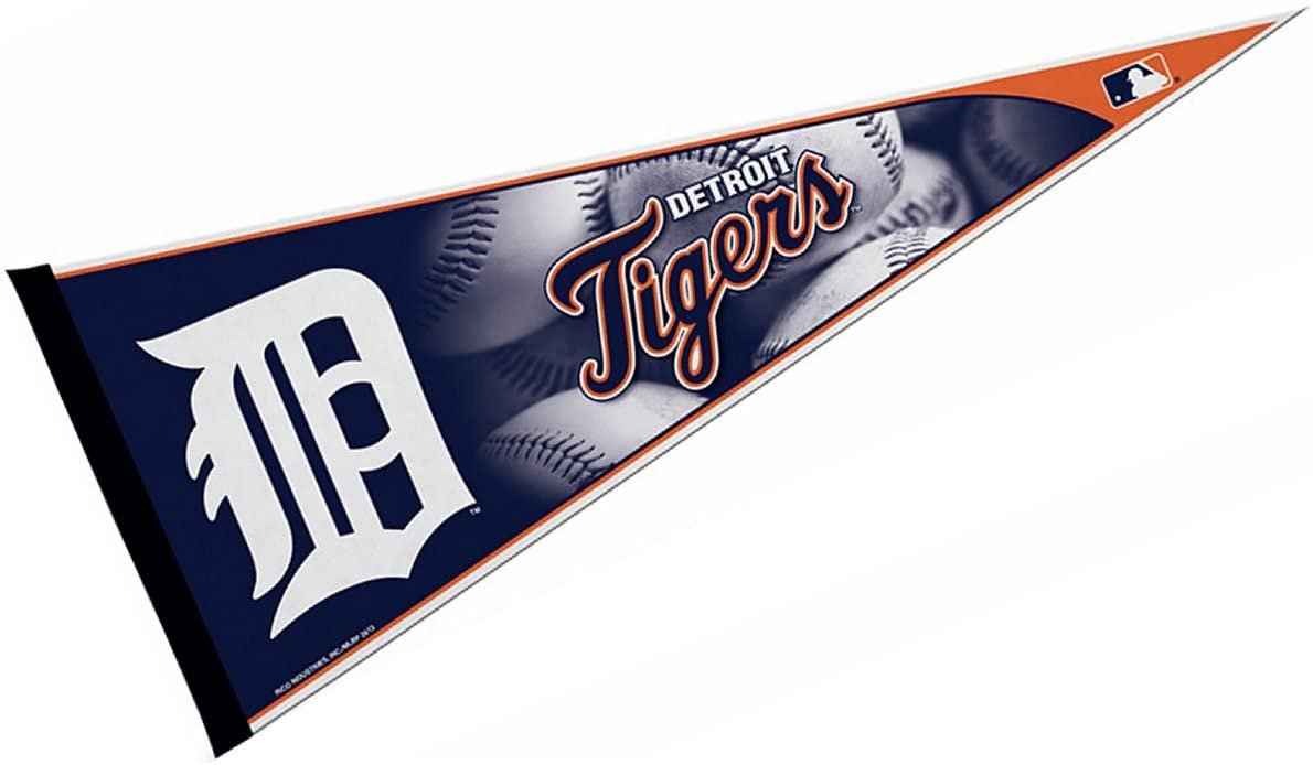 Detroit Tigers soft felt pennant with D logo and Tigers script