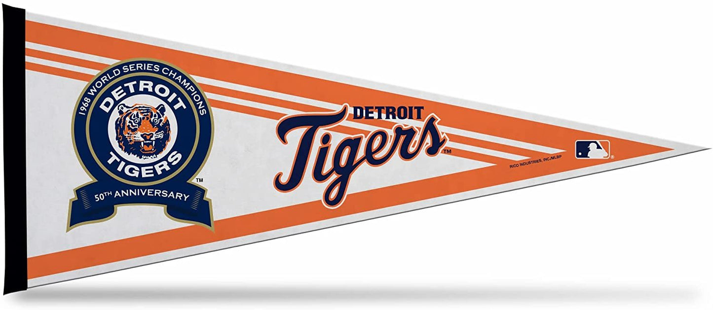 Detroit Tigers 1968 World Series Championship Soft Felt Pennant | 12×30" | 50th Anniversary Retro Design | Officially Licensed | MLB