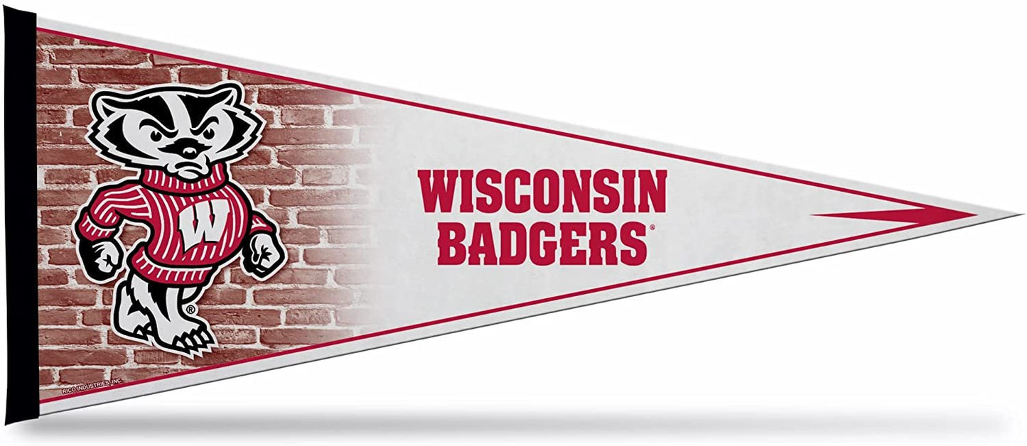 University of Wisconsin Badgers Soft Felt Pennant | 12×30" | Primary Design | Officially Licensed | NCAA