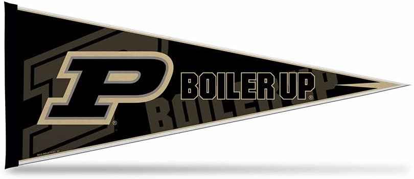 Purdue Boilermakers soft felt pennant with BoilerUp logo and text, black and gold