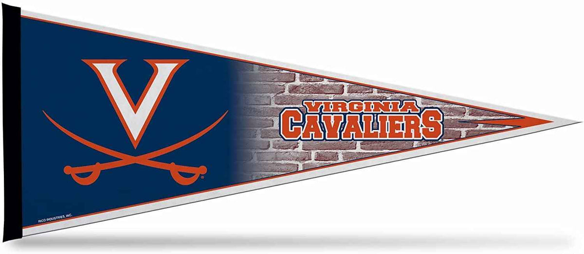 Soft felt pennant with Virginia Cavaliers logo and text, navy and orange.