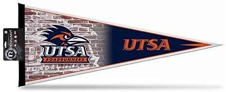UTSA Roadrunners soft felt pennant, triangular with UTSA logo and brick-style background