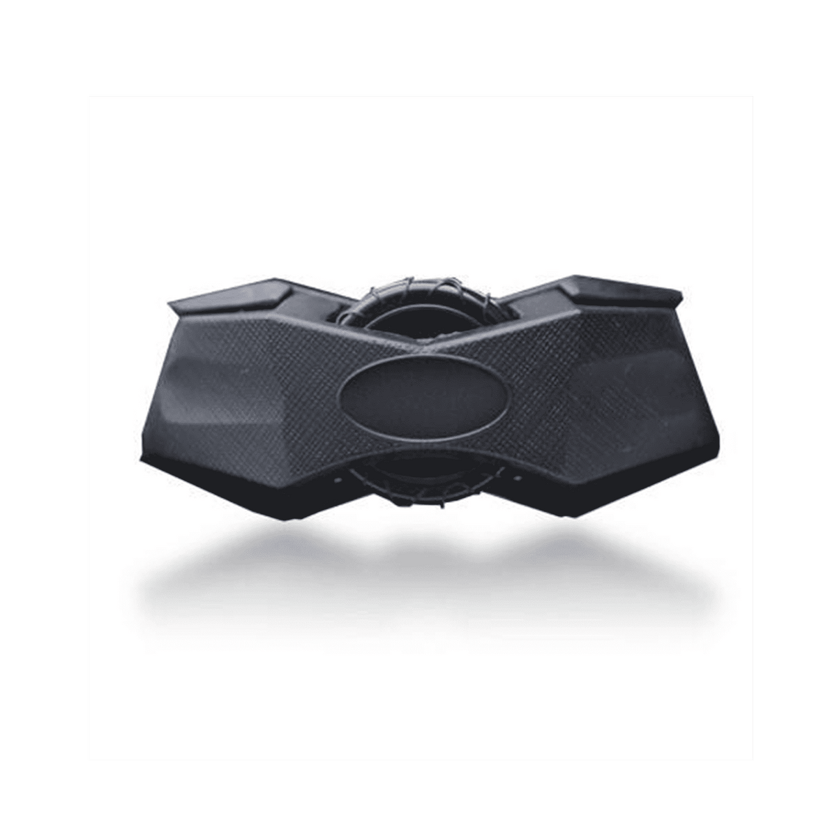 Black helmet shell underside with oval vent opening and molded ridges