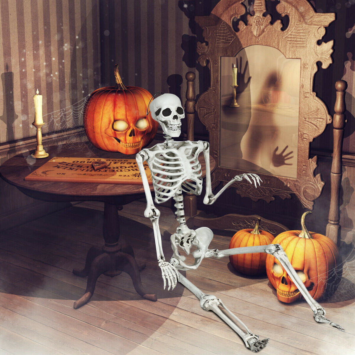 5.4 FT Life-Size Halloween Skeleton – Full Body Hanging with Movable Joints