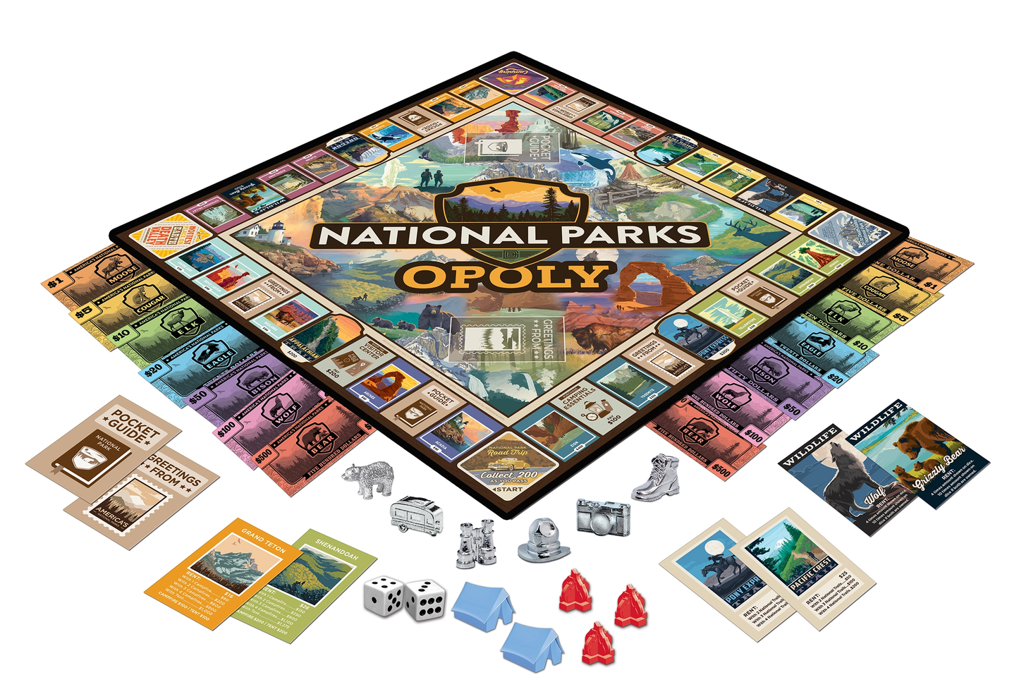 National Parks Opoly Board Game | U.S. Parks Monopoly-Style Game | Ages 8+ - Niksstuff