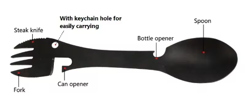 River Country Gear Stainless Steel Camping Spork – Lightweight, Durable, Ergonomic