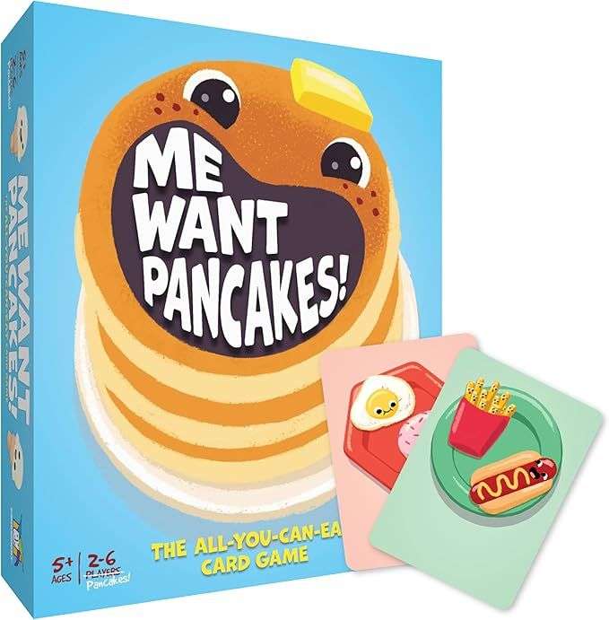 All-you-can-eat card game box with pancake artwork and three game cards