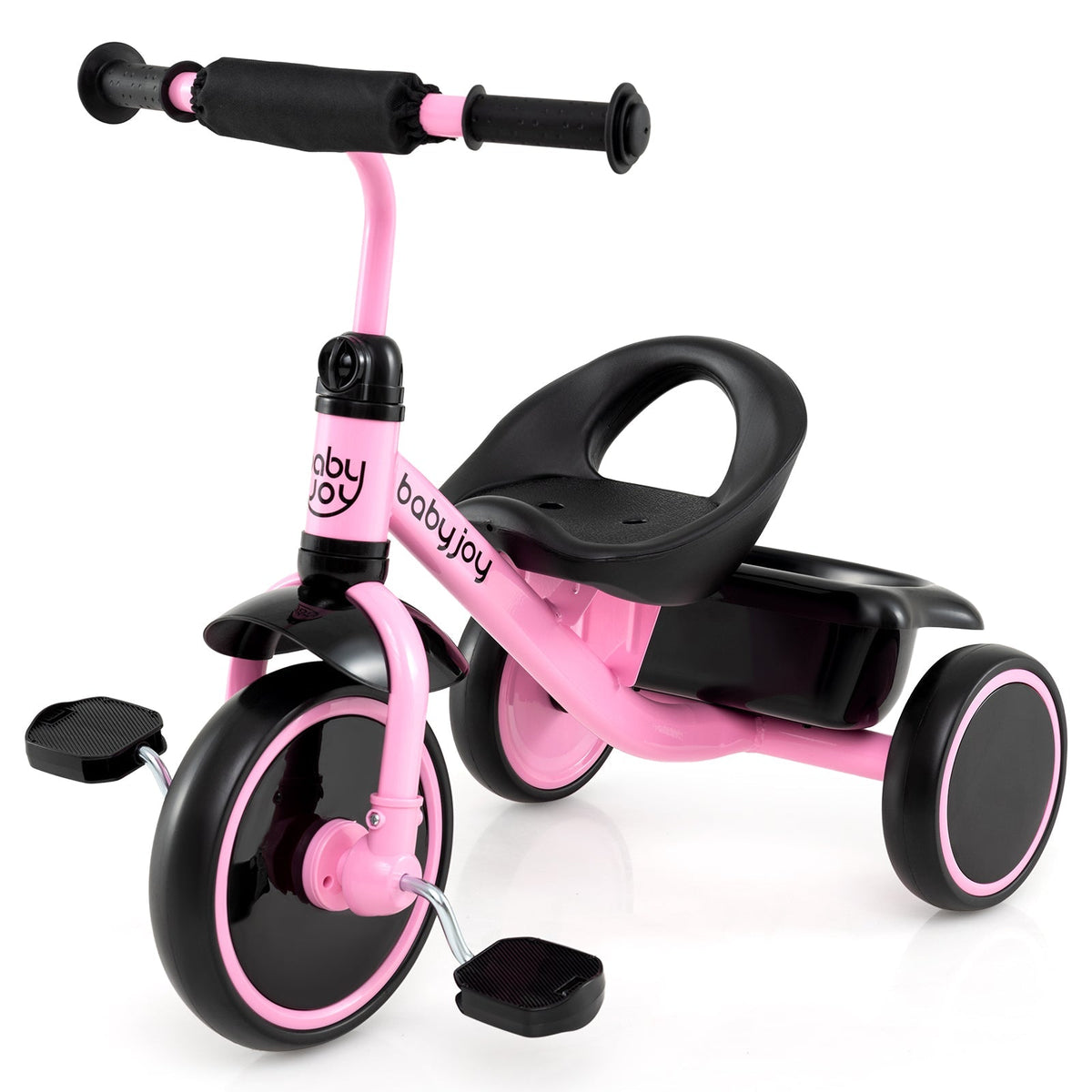 Toddler Tricycle Kids Trike with Adjustable Seat, Storage Basket and 70° Anti-Tip Steering