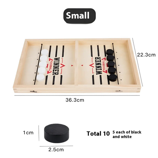 Wooden Fast Sling Puck Game | Desktop Ice Hockey Board | Small or Large | Kids & Adults