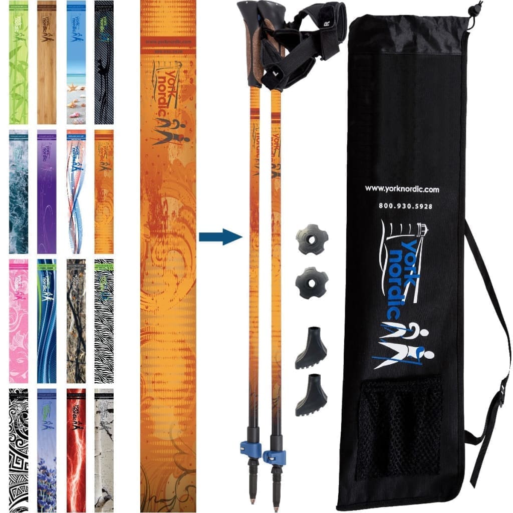 York Nordic Official Walking Poles | True Nordic Glove Grip | 29 Designs | Up to 6'4" - Niksstuff