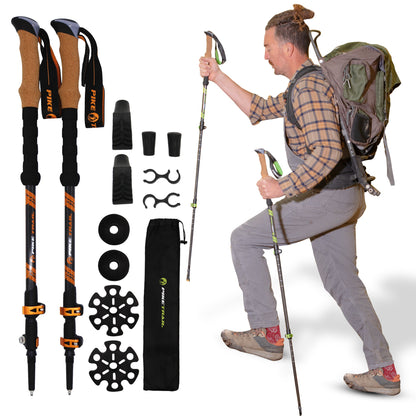 Pike Trail Carbon Fiber Trekking Poles | 7.4 oz | 24–54" Adjustable | Cork + EVA Grip