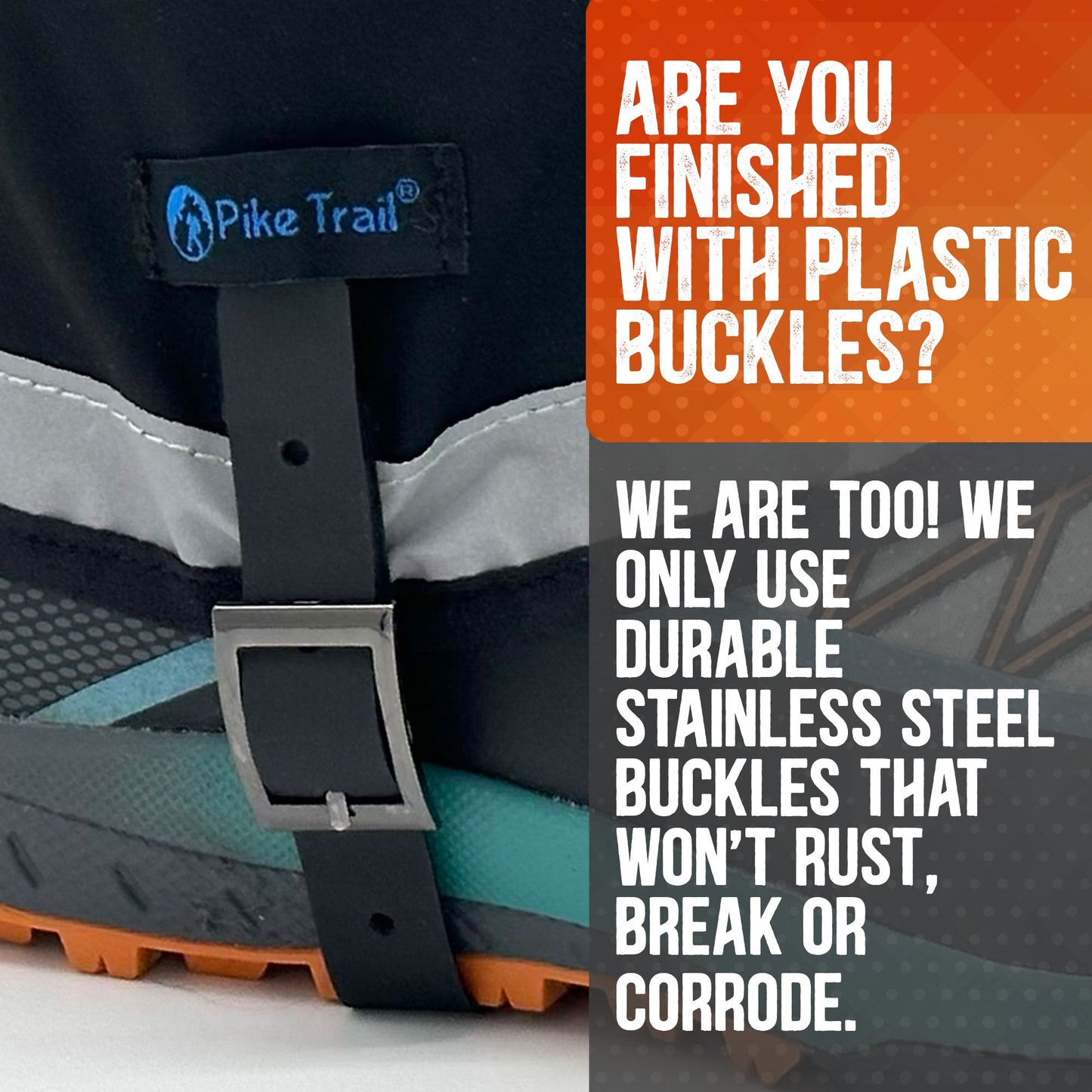 Pike Trail Mid Length Gaiters | 100% Waterproof | Rip-Stop Nylon | S/M Adjustable Fit