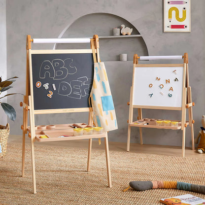 Tiny Land Magnitales Kids Art Easel, Double-Sided Magnetic Whiteboard & Chalkboard