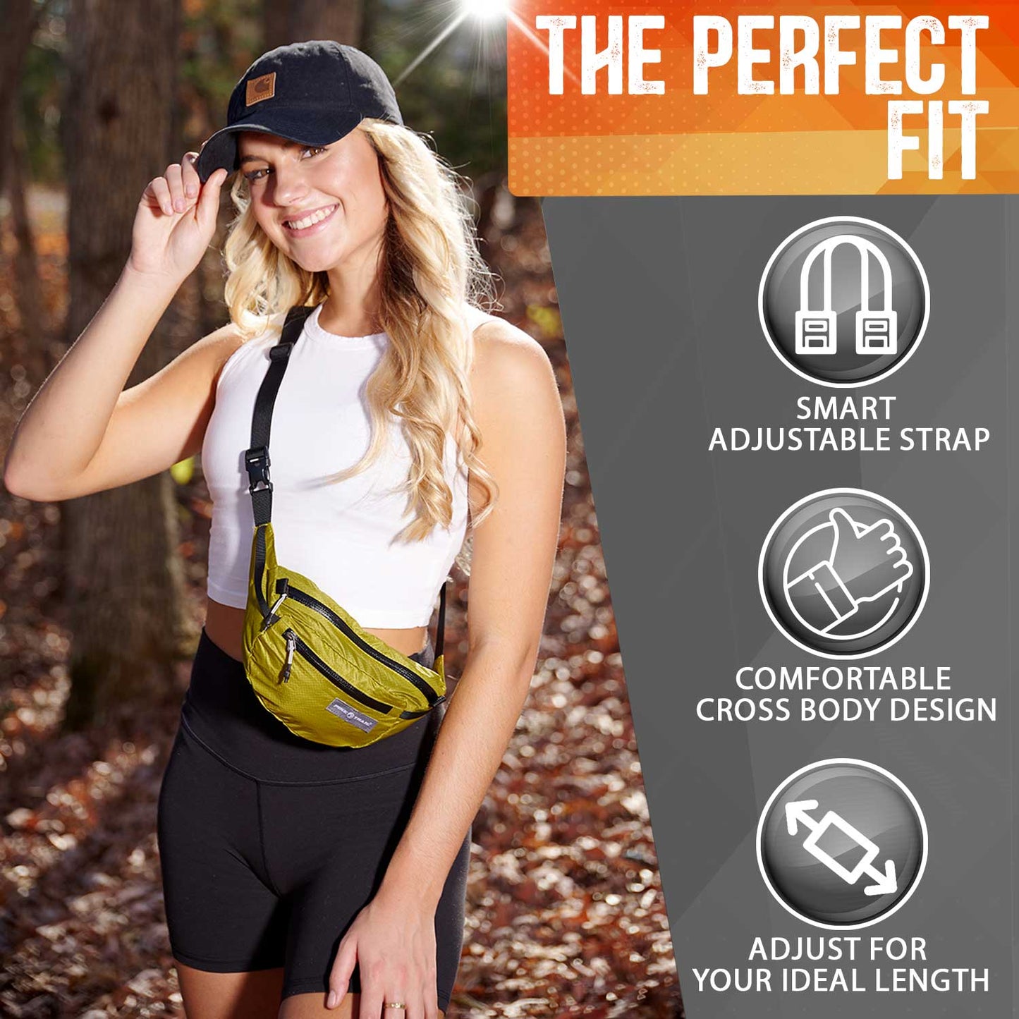 Pike Trail Fanny Pack | Water-Resistant | Hiking & Running | Orange Flame or Green Mantis