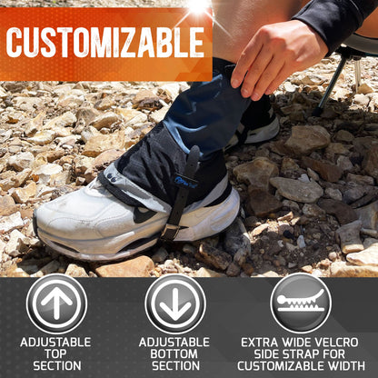 Pike Trail Mid Length Gaiters | 100% Waterproof | Rip-Stop Nylon | S/M Adjustable Fit