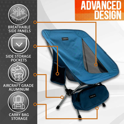 Pike Trail Ultralight Camp Chair | 2.2 lbs | 330 lb Capacity | Carry Bag Included