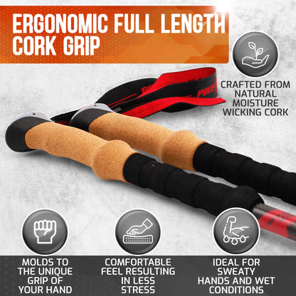 Pike Trail Carbon Fiber Trekking Poles | 7.4 oz | 24–54" Adjustable | Cork + EVA Grip