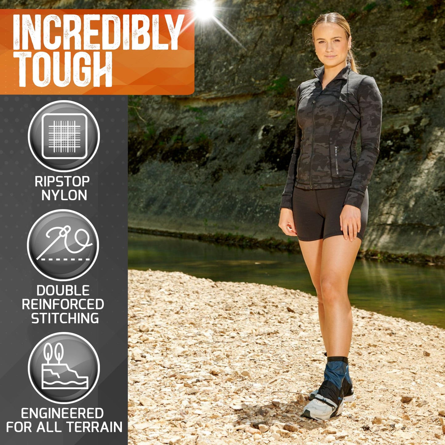 Pike Trail Mid Length Gaiters | 100% Waterproof | Rip-Stop Nylon | S/M Adjustable Fit