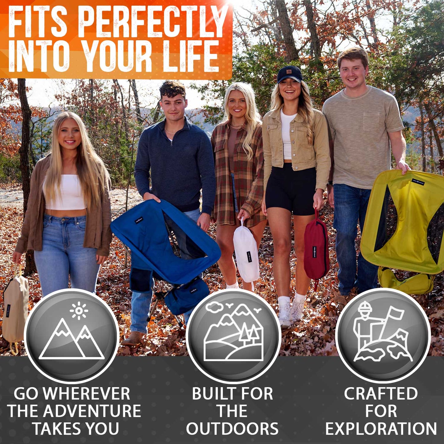 Pike Trail Ultralight Camp Chair | 2.2 lbs | 330 lb Capacity | Carry Bag Included