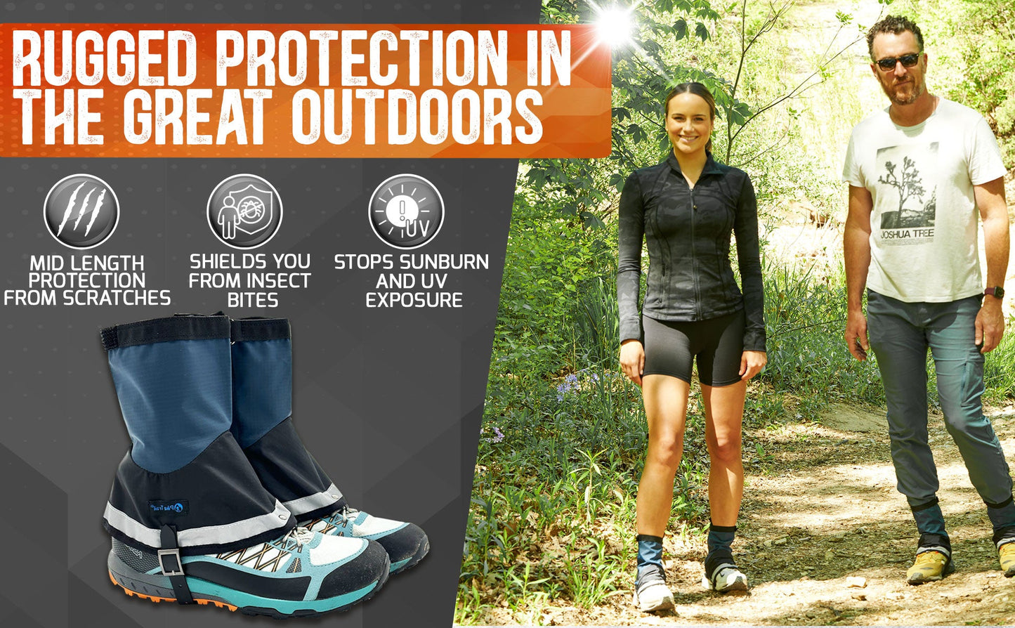 Pike Trail Mid Length Gaiters | 100% Waterproof | Rip-Stop Nylon | S/M Adjustable Fit