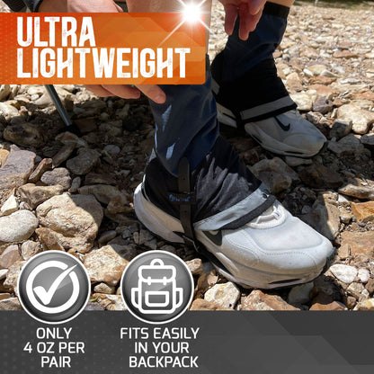 Pike Trail Mid Length Gaiters | 100% Waterproof | Rip-Stop Nylon | S/M Adjustable Fit