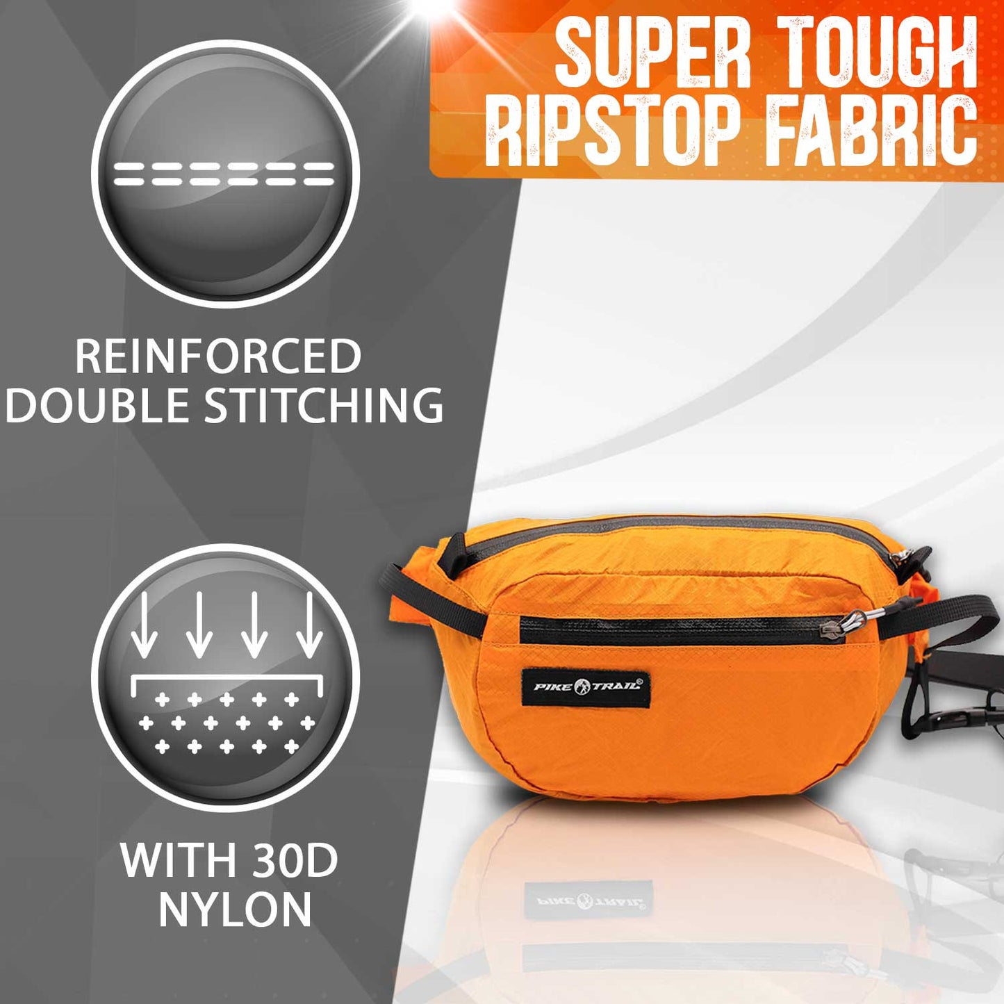 Pike Trail Fanny Pack | Water-Resistant | Hiking & Running | Orange Flame or Green Mantis