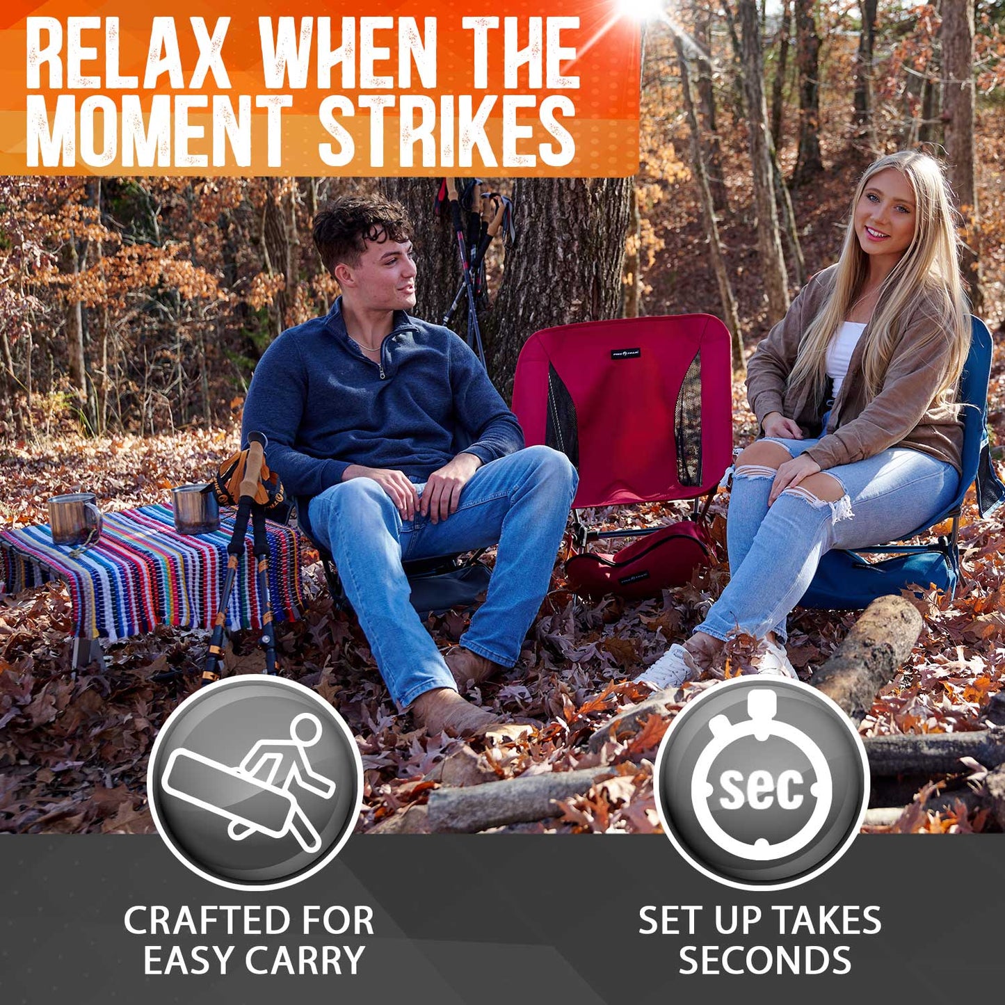 Pike Trail Ultralight Camp Chair | 2.2 lbs | 330 lb Capacity | Carry Bag Included