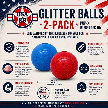 SodaPup Glitter Ball 2-Pack Dog Toy - Floating Treat Dispenser