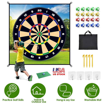 Golf Chipping Dart Game Mat Set with Sticky Balls and Carry Bag