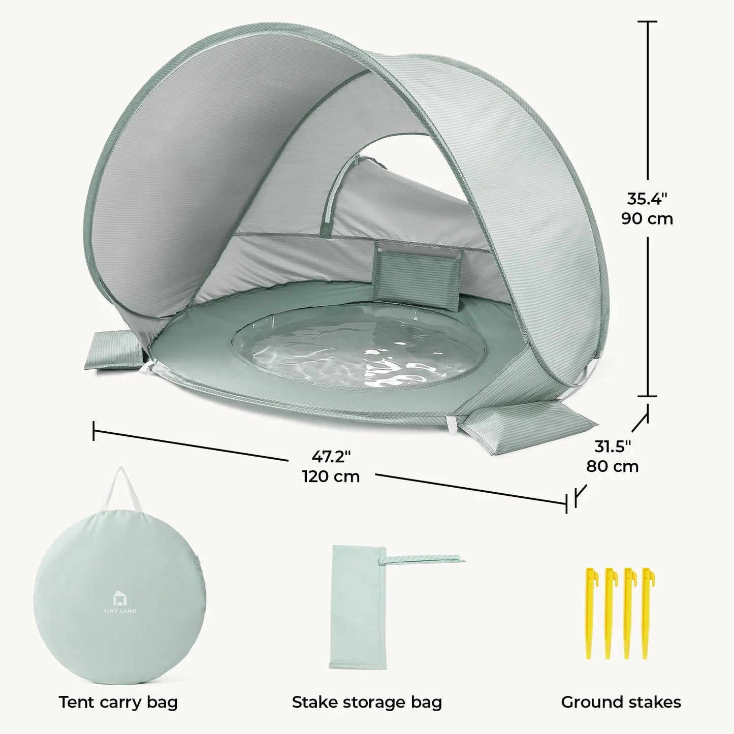 Tiny Land® 3-in-1 Baby Beach Tent with Built-In Splash Pool – UPF50+ Shade, Wind Protection & Water Play | Toddlers