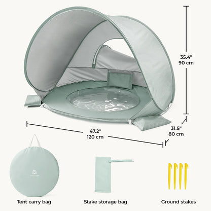 Tiny Land® 3-in-1 Baby Beach Tent with Built-In Splash Pool – UPF50+ Shade, Wind Protection & Water Play | Toddlers