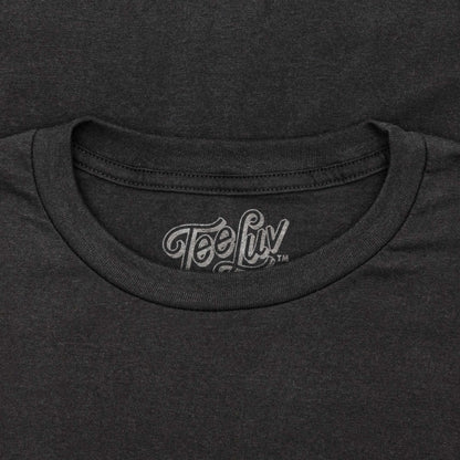 Black T-shirt with Teeluv logo at crew neck
