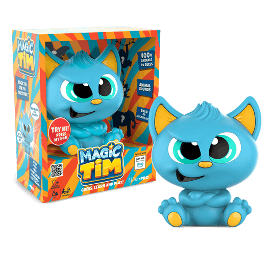 Blue Magic Tim cat character figure with animal guessing game box