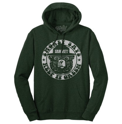 Smokey Bear 'Keep It Green' Pullover Hoodie – Forest Green