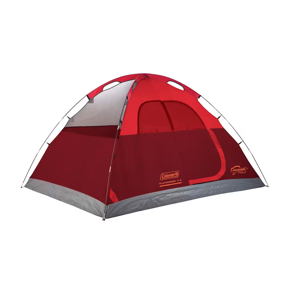 Coleman 4-Person Flatwoods II Dome Camping Tent - 9' x 7' Red