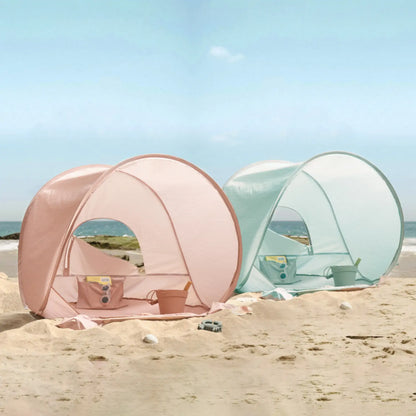 Tiny Land Kids Beach Tent Set with Sand Toys, UV Protection and Sandbag Anchors