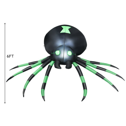 6 Feet Halloween Inflatable Spider with LED Lights