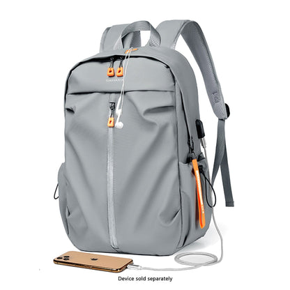 UrbanFlow Slim USB Laptop Backpack | Water-Resistant | Fits up to 16" | Black & Cool Gray
