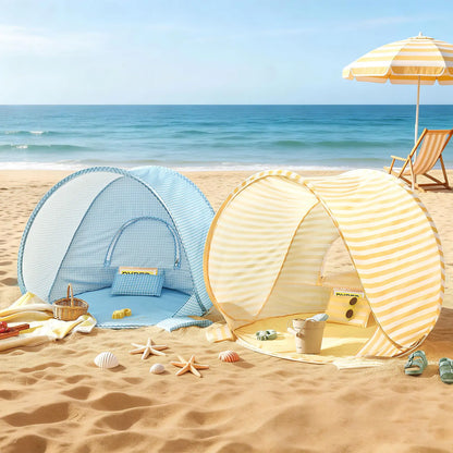 Tiny Land Kids Beach Tent Set with Sand Toys, UV Protection and Sandbag Anchors