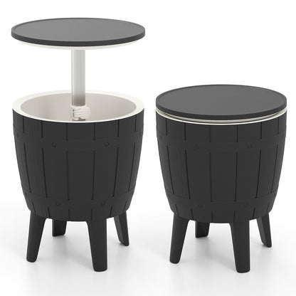 10 Gallon Outdoor Cooler Bar Table with Telescopic Tabletop & Ice Bucket